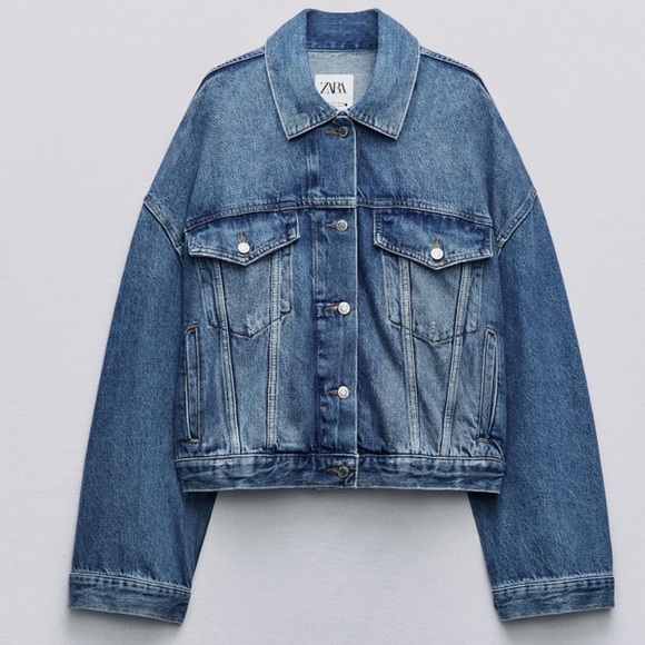 NWT Zara Oversized Fit Denim Jean Jacket - Picture 1 of 7